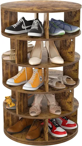 Vista 11 de Aheaplus Torre de Estante Giratorio para Zapatos, Zapatero Giratorio de 7 Niveles 360 Estantes Giratorios para Zapatos Organizador para Closet