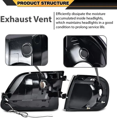 Vista 2 de CNNELL Juego de faros LED DRL estilo fábrica y luces de estacionamiento de esquina compatibles con F150 Expedition 1997-2002/Ford F150 Lente