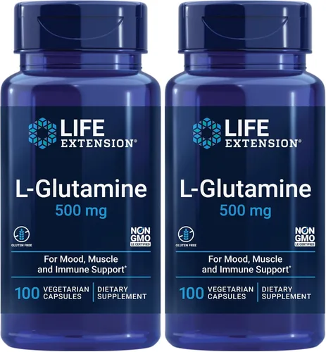 Vista 10 de Life Extension L-Glutamina, 500 mg de L-glutamina, aminoácido, apoya la salud muscular y la salud inmune, sin gluten, sin OMG, 100 cápsulas