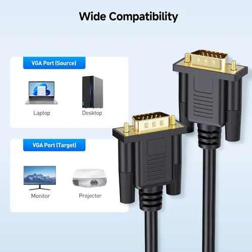 Vista 5 de Cable Matters Cable VGA a VGA de 6 pies con ferritas (cable VGA, cable de monitor VGA, cable de monitor de computadora, VGA macho a macho)