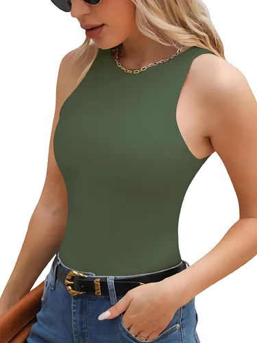 Vista 46 de Body sexy para mujer con cuello halter, body de moda sin mangas, paquete de camisetas sin mangas