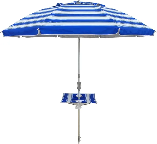 Vista 10 de Sombrilla de playa con anclaje de arena y bolsa de transporte, sombrilla de playa de 6.5 pies con altura de poste ajustable de inclinación, ideal