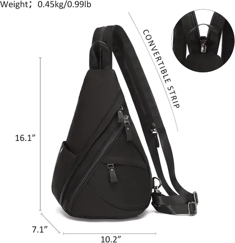 Vista 2 de KL928 Bolso bandolera de lona Mochila pequeña cruzada de hombro, mochila casual para hombres y mujeres