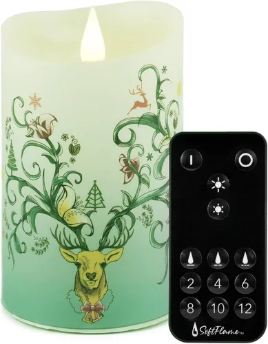 Vista 12 de Velas de Navidad sin llama con control remoto, 7,6 cm x 12,7 cm, Velas parpadeantes de cera real con mecha 3D, pilas, vela de árbol de Navidad Árbol