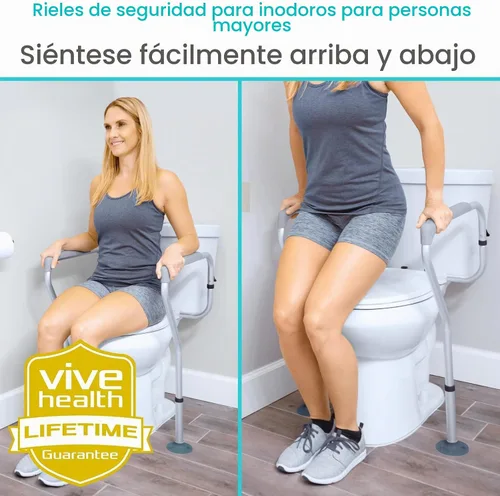 Vista 4 de Armazón de seguridad para ancianos, minusválidos y discapacitados de VIVE, pasamanos de seguridad, peso ajustable With Arms, Safety Support