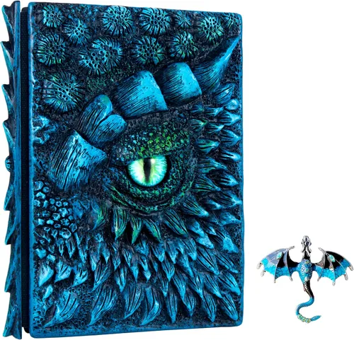 Vista 12 de Diario 3D en relieve de ojo de dragón en relieve, cuaderno grabado de resina, cuaderno Dnd para los amantes de los dragones, papel en blanco, bloc