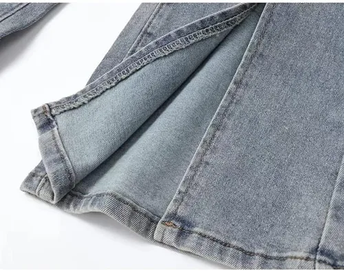 Vista 5 de WXBDD Harajuku - Pantalones largos de mezclilla ajustados de cintura alta para mujer, diseño de jeans rasgados con abertura