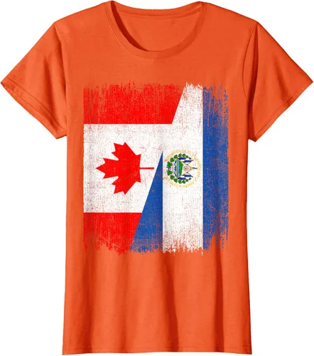 Vista 43 de Camiseta Half Canada El Salvador Flag Canadian Salvadoran Pride Roots