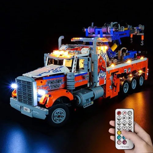 Vista 8 de Kit de luz LED RC con sonido compatible con Lego 42128, kit de iluminación de construcción para (camión de remolque de alta resistencia)