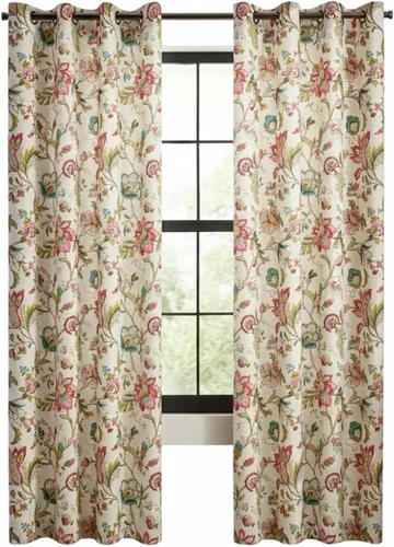 Vista 8 de Par de cortinas Brissac con cintas, de Ellis Curtain, 70 x 63", color rojo