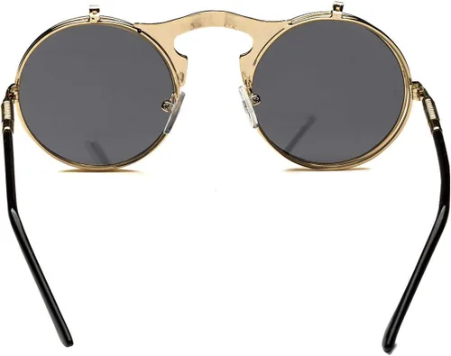 Vista 7 de Dollger Gafas de sol redondas para hombres y mujeres, estilo retro steampunk de los años 90