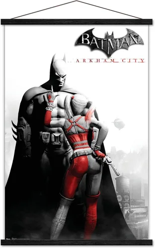 Vista 7 de Trends International DC Comics VIdeo Game - Póster de pared de Arkham City, arte clave, 14.725 x 22.375 pulgadas, versión enmarcada de madera