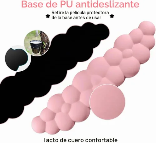 Vista 2 de JIKIOU Reposamuñecas de cuero mejorado para teclado, mouse y almohadilla 05rosa