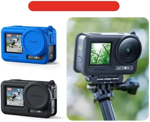 Vista 7 de Coyktonty Funda de silicona para DJI Action 4/Action 3, accesorios de funda protectora para OSMO Action 4 3, funda de silicona/correa a prueba