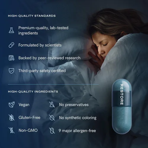 Vista 5 de Tally Health Paquete Super NAD+ - Sueño restaurador + energía celular y reparación del ADN con restauración (suministro para 30 días, 90 caps) +