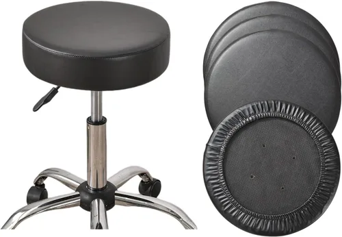 Vista 45 de HAOYONG Juego de 2 fundas redondas para taburetes de bar, impermeables, de poliuretano, fundas elásticas para taburetes de bar, fundas para sillas