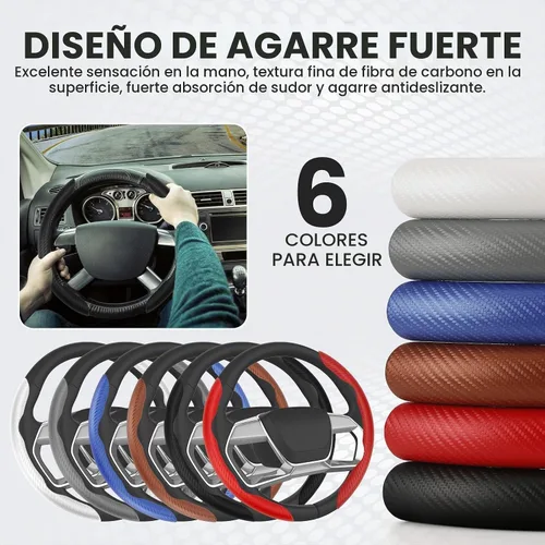 Vista 5 de GSPSCN Cubierta Universal de Volante de Coche de Fibra de Carbono Antideslizante, Cubierta de Volante Mariposa, Protector de Volante Segmentado Negro