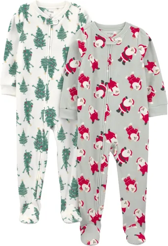 Vista 12 de Simple Joys by Carter's Pijama unisex de forro polar con pies de ajuste holgado y resistente al fuego para niños Oso/Buffalo Check