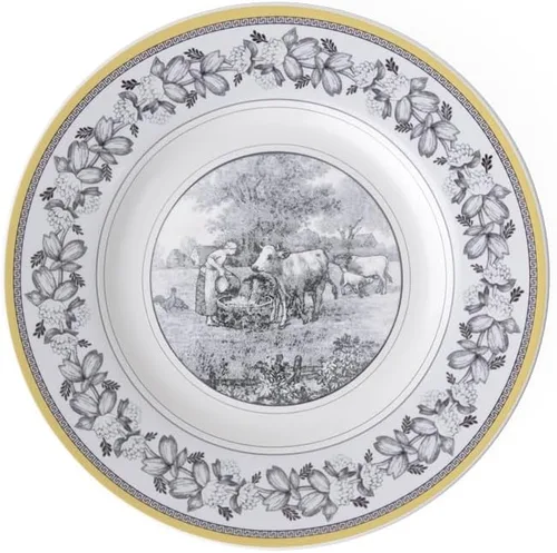 Vista 3 de Villeroy & Boch Audun Chasse - Plato de ensalada, 8.5 pulgadas, porcelana premium, blanco/gris/amarillo