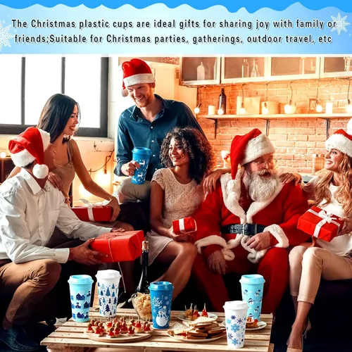 Vista 5 de Jingmore 24 vasos de café de invierno a granel de 16 onzas reutilizables