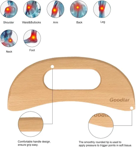 Vista 3 de Masajeador de celulitis de madera, herramienta de guasha corporal de madera para cuerpo Guasha Wood Stick Herramienta de masaje para drenaje