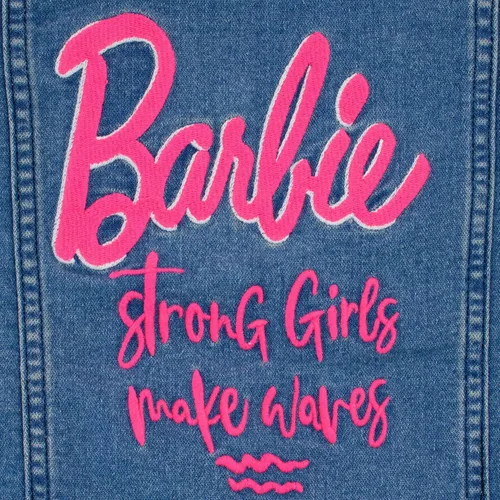 Vista 6 de Barbie Chaqueta vaquera bordada para niñas, Azul