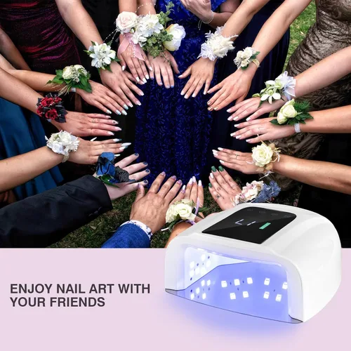 Vista 7 de Lámpara de uñas LED UV recargable, secadora de uñas inalámbrica de 96 W, luz de curado de esmalte de uñas de gel UV inalámbrico con 42 cuentas LCD
