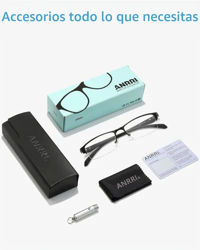 Vista 7 de Gafas de luz azul para hombre, con marco de metal, rectangular, sin montura y bloqueo UV, para computadora Lightweight Metal Frame Computer