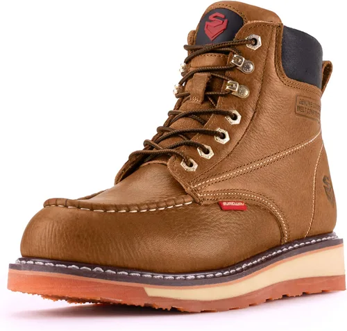 Vista 10 de SUREWAY Mens Heavy Duty Soft/Composite/Steel Toe Work Boots for Men-Comfortable,GoodyearWelt,Full Grain Leather,6 in Wedge Moc Toe Construction