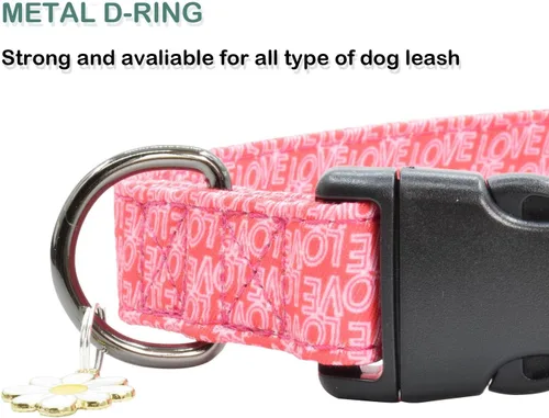 Vista 3 de 2 PCS Collares de Algodón para Perro Suaves Linda Flor - 3 Tamaños Collar de Cachorro de Nailon Suave Ajustable para Niña Hembra Perros Pequeños