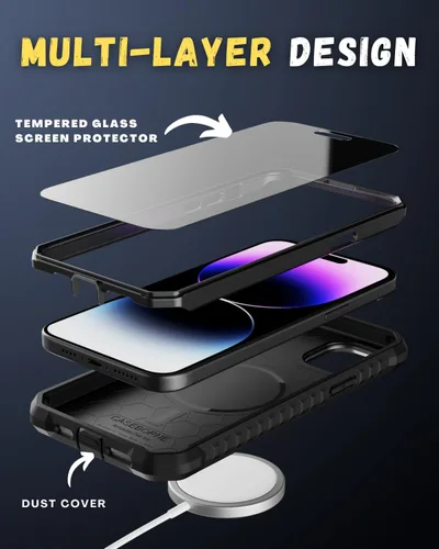 Vista 3 de CaseBorne Funda protectora compatible con iPhone 15, compatible con MagSafe, delgada pero resistente, con protector de pantalla de vidrio templado