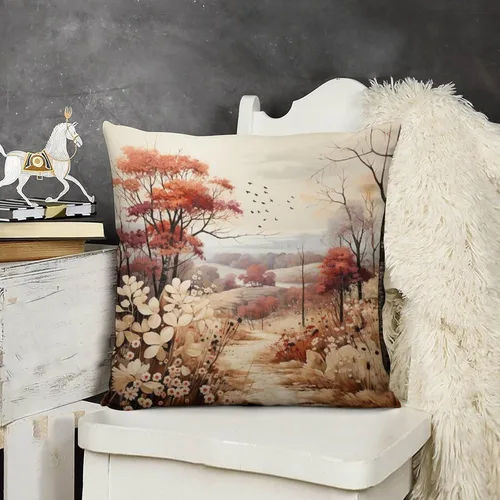 Vista 13 de Fundas de almohada decorativas cuadradas de terciopelo con diseño de paisaje, campo, otoño, otoño, 12 x 12 pulgadas, para Acción de Gracias
