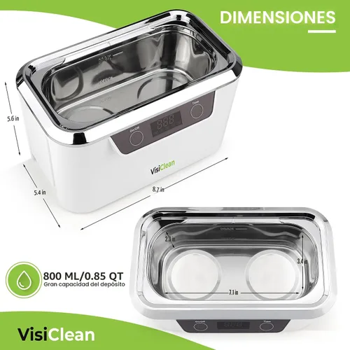 Vista 7 de Limpiador ultrasónico, limpiador ultrasónico profesional para anillos de diamante, plata, oro, aretes, collares, anteojos, dentaduras, retenedor