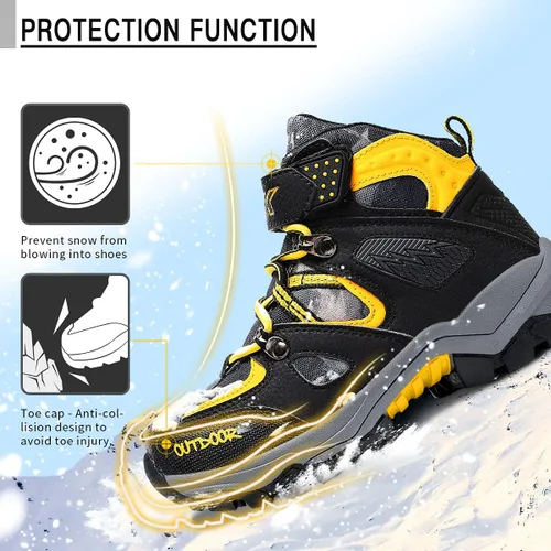 Vista 4 de Littleplum Boys Snow Boots Winter Waterproof Antiskid Boots Hiking Outdoor Shoes Booties for Unisex Kids (Little KidBig Kid)