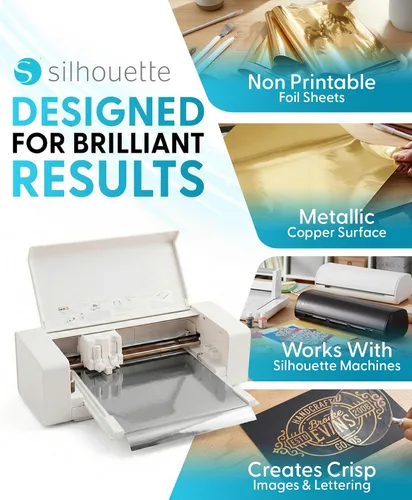 Vista 3 de Silhouette - Hojas de transferencia de papel de aluminio de 8.5 x 11 pulgadas, paquete de 6 unidades, color dorado