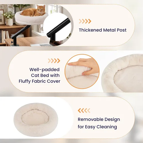 Vista 8 de PETSITE Cama de escritorio para gatos, cama giratoria de 360° para Blanco