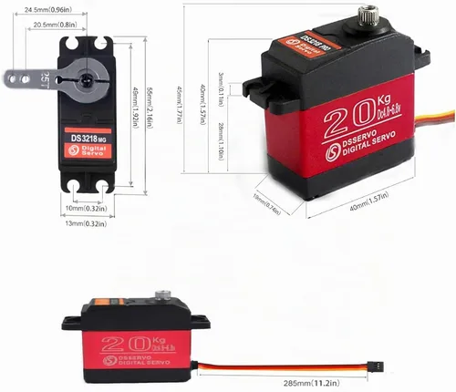 Vista 3 de Servo de 44 lbs 1 x DS3218 Actualizado equipo completo de metal digital, Servo Baja, Servo impermeable, servo para autos (ángulo de control 180)