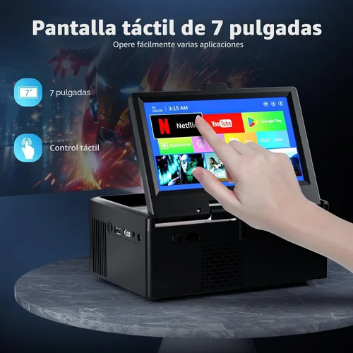 Vista 2 de Pequeño Smart TV, mini TV con pantalla táctil de 7 pulgadas, aplicaciones integradas, compatible con SD, WiFi, Bluetooth, USB, entrada HDMI, TV