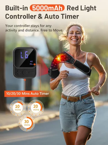 Vista 3 de RELEXNOW Terapia de luz roja inalámbrica para hombro, terapia de luz cercana al infrarrojo portátil para comodidad de hombros y articulaciones