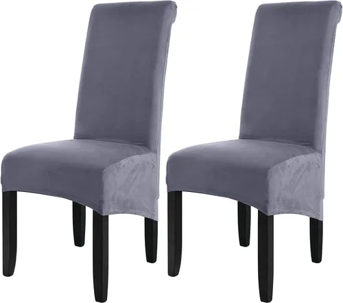 Vista 19 de ele ELEOPTION Fundas grandes de terciopelo y elastano para silla, fundas protectoras suaves y elásticas para silla, extraíbles y lavables para Negro