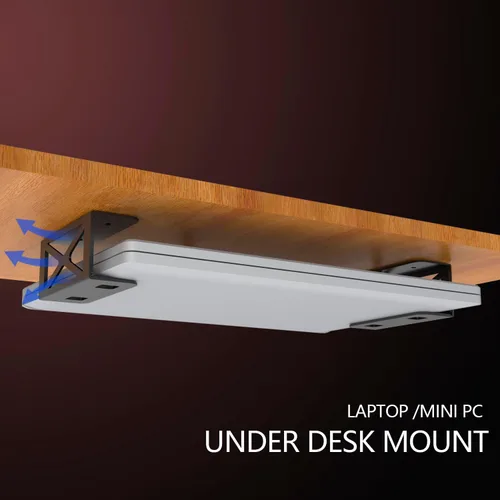 Vista 7 de Soporte de almacenamiento bajo escritorio para computadora portátil/mini PC, soporte para CPU, compatible con Dell OptiPlex, Mac Book, Mac mini