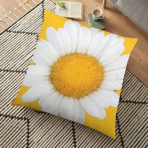Vista 3 de SPXUBZ Daisy Big Bright Daisy - Almohada redonda de algodón y poliéster con cremallera oculta, decoración del hogar, cuadrada, interior/exterior