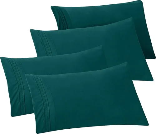 Vista 14 de Elegant Comfort Fundas de almohada sólidas de microfibra de alta calidad hotelera, tejido suave, resistente a las arrugas y a las manchas, fácil