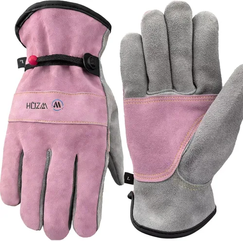 Vista 8 de Guantes de trabajo de cuero WZQH para hombres o mujeres. Guante XS para jardinería, soldadura Tig/Mig, construcción, motosierra, granja, rancho