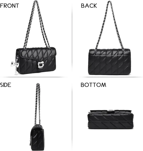 Vista 7 de Travistar Bolsos cruzados acolchados para mujer Bolsos pequeños de cuero cruzado para hombro, bolso de diseñador de cadena de noche