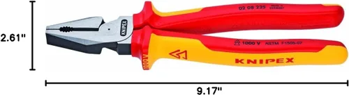 Vista 2 de KNIPEX Herramientas - Alicates combinados de alto apalancamiento, aislamiento de 1000 V (0208225US), 9 pulgadas