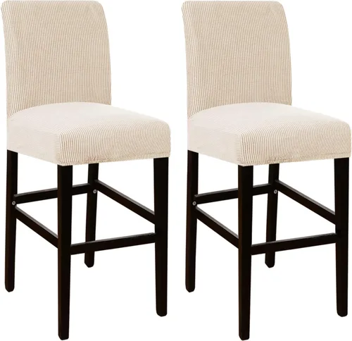 Vista 16 de Flamingo P Fundas de taburete para sillas de comedor, fundas de asiento de tela jacquard elástica con parte inferior elástica extraíble, juego de 2