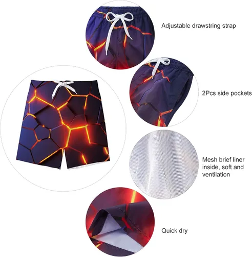 Vista 5 de UNICOMIDEA - Pantalones cortos de playa para niños, traje de baño para playa y piscina, secado rápido, traje de baño para niños, pantalones cortos