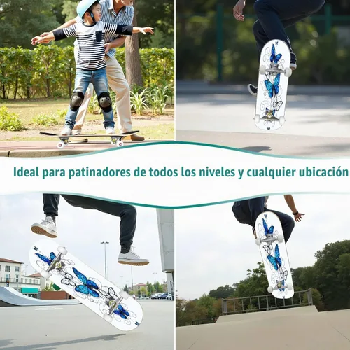 Vista 3 de Patinetas Composición de mariposas azules Morpho y mariposas blancas sobre blanco Monopatín cóncavo clásico Cosas geniales Regalos para adolescentes