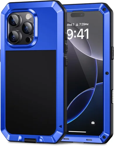 Vista 12 de Lanhiem Funda para iPhone 7 Plus/8 Plus, resistente a los golpes, [Tough Armour], funda de metal con protector de pantalla integrado, funda Negro